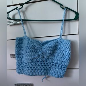 Crotchet ruched mesh crop top ~ handmade and never worn